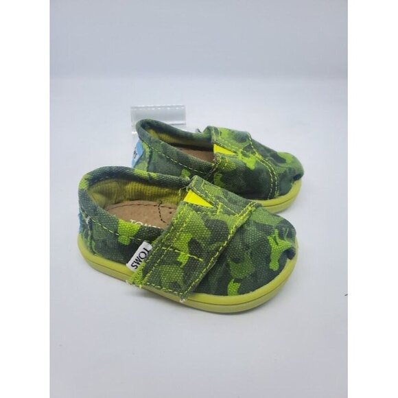 Toms Toddler Slip-On Shoes Camo Green Canvas Size 3 - Picture 2 of 7